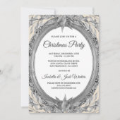 Holiday Silver Grey Leaves Wreate Kerstparty Kaart (Voorkant)