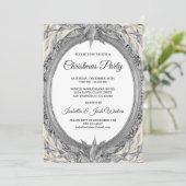 Holiday Silver Grey Leaves Wreate Kerstparty Kaart (Staand voorkant)