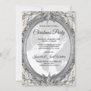 Holiday Silver Leaves WreatPhoto Kerstparty Kaart