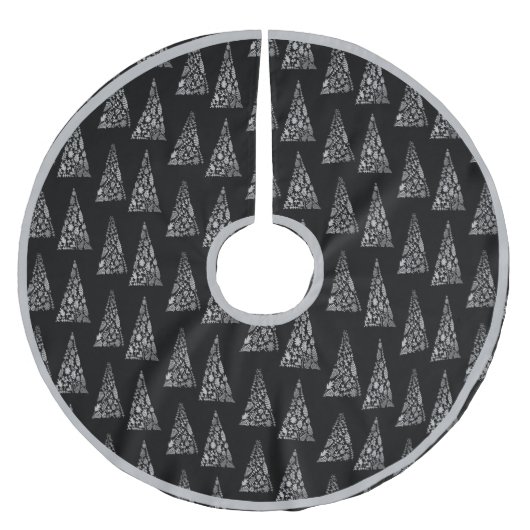 Holiday Silver Tree Elegant Modern Minimalistisch Kerstboom Rok (Voorkant)