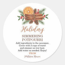 Holiday Simmering Potpourri Personalized Ronde Sticker