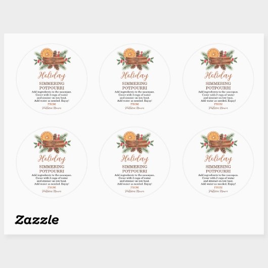 Holiday Simmering Potpourri Personalized Ronde Sticker (Vel)