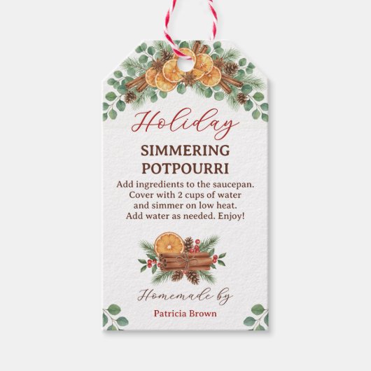 Holiday Simmering Potpourri Recipe  Cadeaulabel (Voorkant)