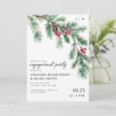 Holiday Simple Pine Branch Engagement Party Kaart (Staand voorkant)