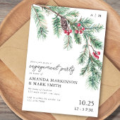 Holiday Simple Pine Branch Engagement Party Kaart