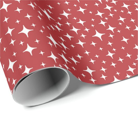 Holiday Simple Starry Glimmers Rood Cadeaupapier (Rol Hoek)