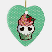 Holiday Skull Cupcake Keramisch Ornament (Rechts)