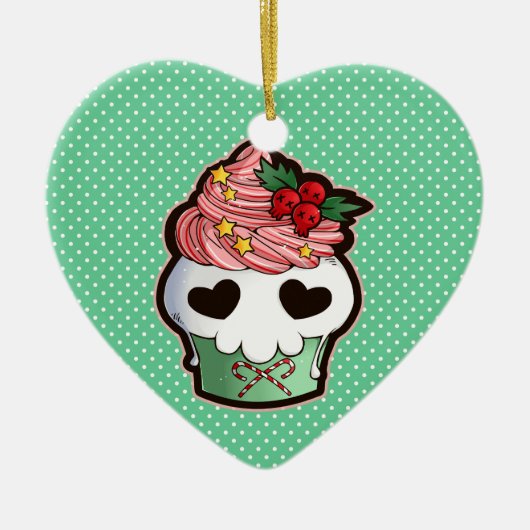 Holiday Skull Cupcake Keramisch Ornament (Voorkant)