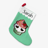 Holiday Skull Cupcake Kleine Kerstsok (Voorkant (Hangend))
