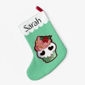 Holiday Skull Cupcake Kleine Kerstsok (Achterkant (Hangend))