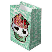 Holiday Skull Cupcake Medium Cadeauzakje (Voorkant Gekanteld)