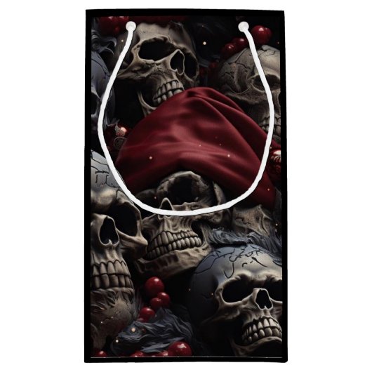 Holiday Skull Gift Bag (zwart) Klein Cadeauzakje (Achterkant)