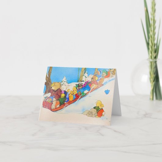 Holiday Sledding Animals Kaart (Voorkant)