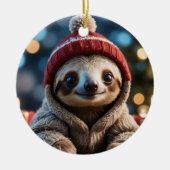 Holiday Sloth Keramisch Ornament (Voorkant)