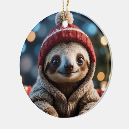 Holiday Sloth Keramisch Ornament (Links)