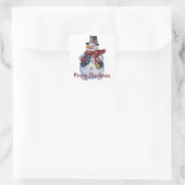 Holiday Smiling Snowman  Vierkante Sticker (Tas)
