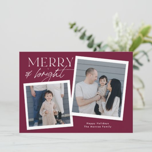 Holiday Snapshot-fotokaart - mulberry Feestdagenkaart (Staand voorkant)