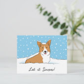 Holiday Sneeuw Corgi | Laat het Sneeuwen Hond Kers Feestdagenkaart (Staand voorkant)