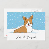 Holiday Sneeuw Corgi | Laat het Sneeuwen Hond Kers Feestdagenkaart (Voorkant / Achterkant)