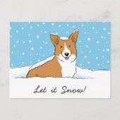 Holiday Sneeuw Corgi | Laat het Sneeuwen Hond Kers Feestdagenkaart (Voorkant)