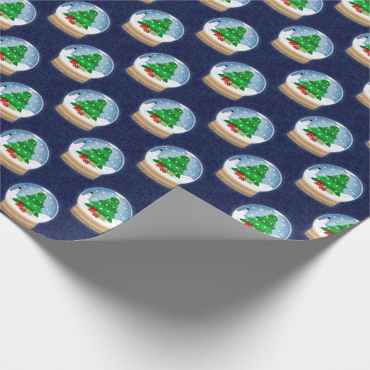 Holiday Snow Globe Christmas Tree Pattern Cadeaupapier (Hoek)