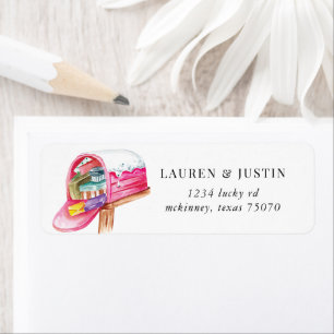 Holiday Snow Pink Mailbox Retouradres Label