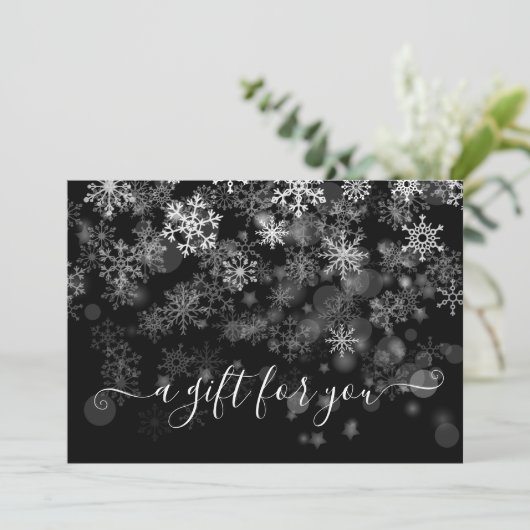 Holiday Snowflake Black White Elegant Kerstmis (Staand voorkant)