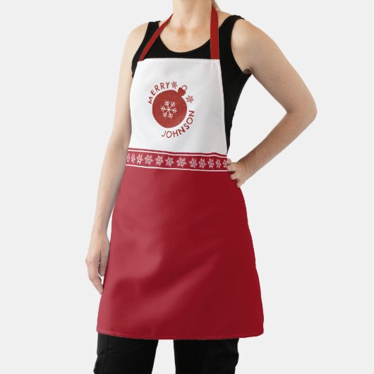 Holiday Snowflake Jouw naam toevoegen Tekst Schort (Insitu)