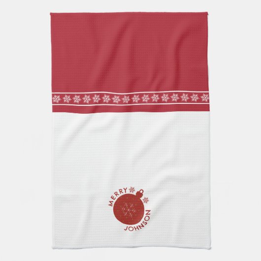 Holiday Snowflake Jouw naam toevoegen Tekst Theedoek (Verticaal)