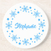 Holiday Snowflake Krans Zandsteen Onderzetter (Voorkant)