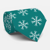Holiday Snowflake Patroon op Blauwgroen 2 Sided Stropdas (Opgerold)