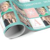 Holiday Snowflake Photo Collage Kerstmis Cadeaupapier (Rol Hoek)