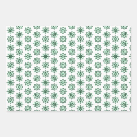 Holiday Snowflake Plaid Pattern Green Inpakpapier Vel (Voorkant 2)