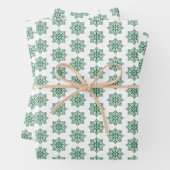 Holiday Snowflake Plaid Pattern Green Inpakpapier Vel (In situ)