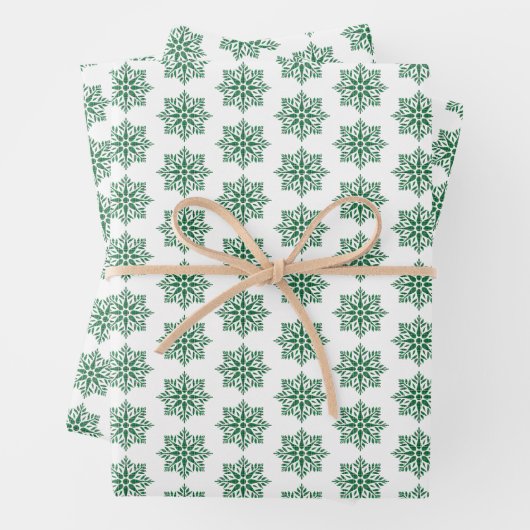 Holiday Snowflake Plaid Pattern Green Inpakpapier Vel (In situ)
