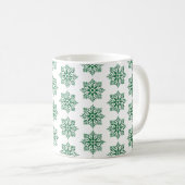 Holiday Snowflake Plaid Pattern Green Koffiemok (Voorkant rechts)