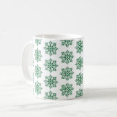 Holiday Snowflake Plaid Pattern Green Koffiemok (Voorkant links)