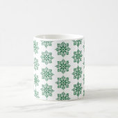 Holiday Snowflake Plaid Pattern Green Koffiemok (Center)