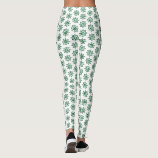 Holiday Snowflake Plaid Pattern Green Leggings (Achterkant)