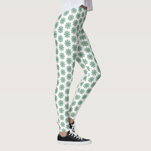 Holiday Snowflake Plaid Pattern Green Leggings (Rechts)
