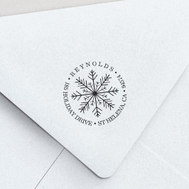 Holiday Snowflake Round Return-adres Zelfinktende Stempel