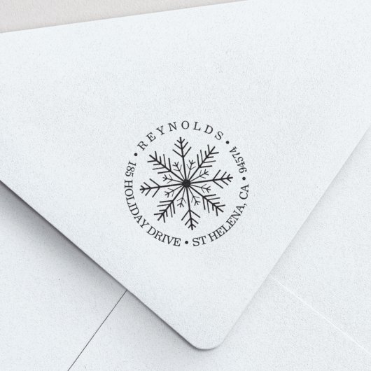 Holiday Snowflake Round Return-adres Zelfinktende Stempel