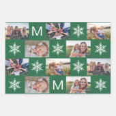 Holiday Snowflakes en Monogram Fotocollage Inpakpapier Vel (Voorkant 3)