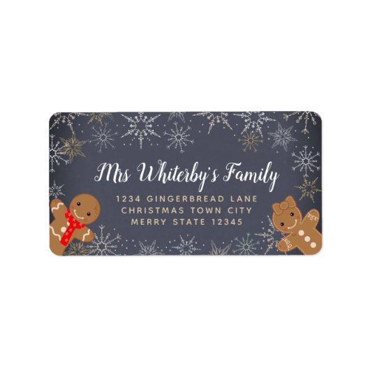 Holiday Snowflakes Gingerbrood Chalkboard Return Etiket (Voorkant)