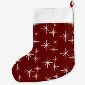 Holiday Snowflakes Patroon Festive Red Grote Kerstsok (Achterkant)