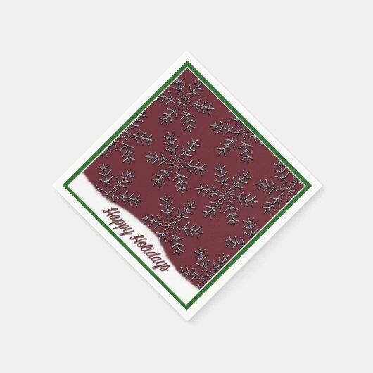 Holiday Snowflakes Red Kerstmis Napkins Servetten (Hoek)