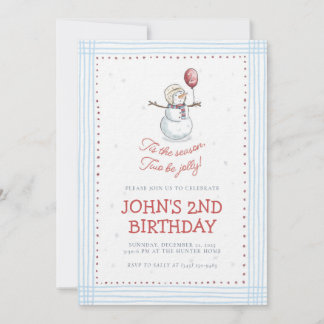 Holiday Snowman 2nd Birthday Invitation  Kaart