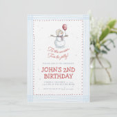 Holiday Snowman 2nd Birthday Invitation Kaart (Staand voorkant)