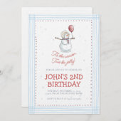 Holiday Snowman 2nd Birthday Invitation Kaart (Voorkant / Achterkant)