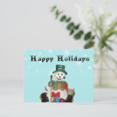 Holiday Snowman Briefkaart (Staand voorkant)